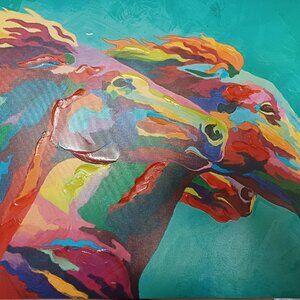 Race Horses acrylic art on stretch canvas, 13x18 inches